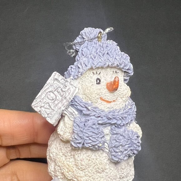 Vintage 1998 The Encore Group Snow Buddies Snowman w/ Noel Christmas Ornament 3" - Picture 5 of 6